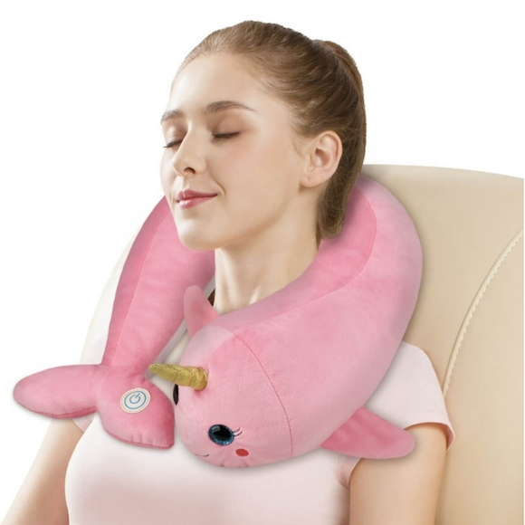 HealthTouch Neck Massaging Wrap Massager with vibration, Pink Unicorn - Picture 3 of 8